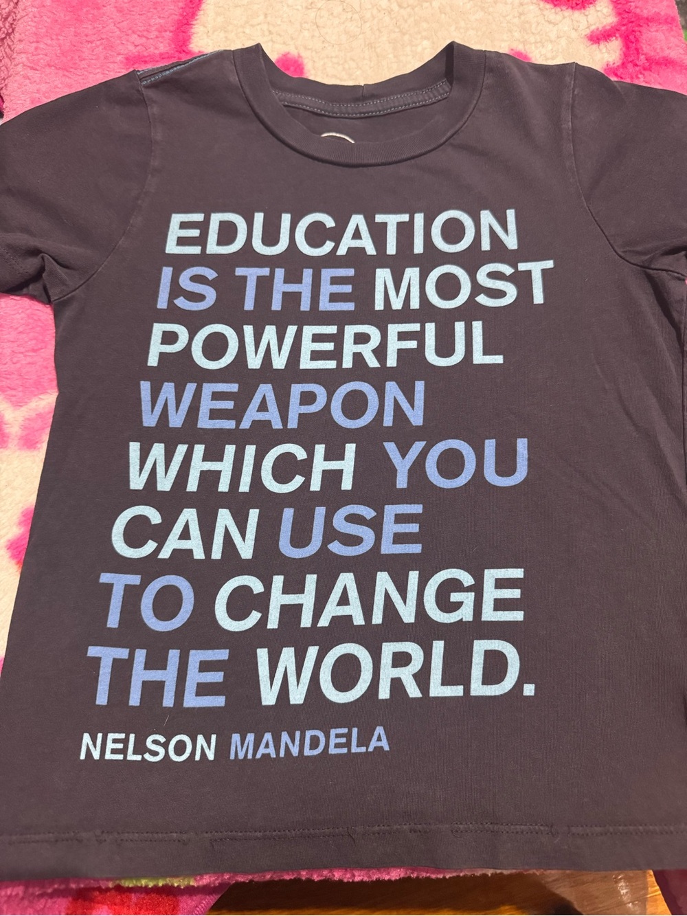 Peek Navy Blue Tee with Light Blue Nelson Mandela Quote